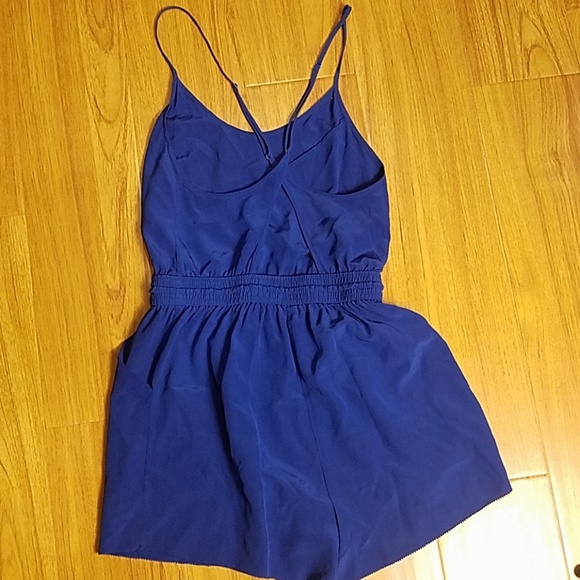 Aritzia Wilfred Peri Blue 100% Silk Romper XXS 00 - Picture 2 of 4